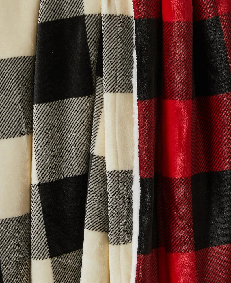 Linery & Co. Velvet Plush Reversible Sherpa Throw Blanket