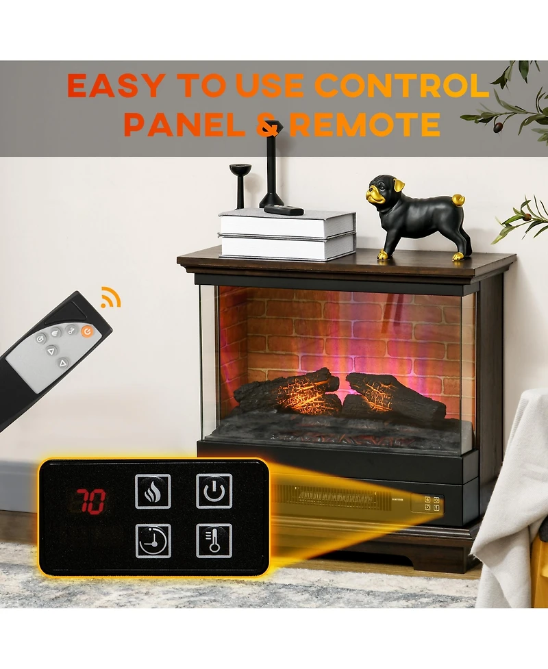 Homcom 26" Electric Fireplace Stove with Remote Control, 12H Timer,