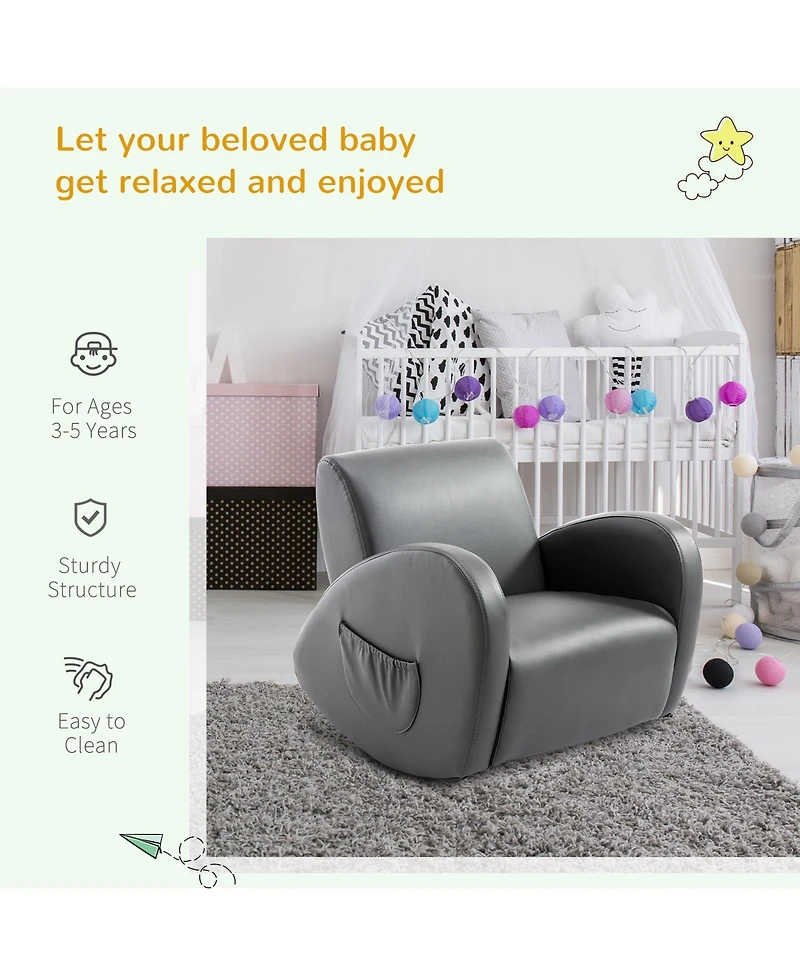 Qaba Childrens Comfortable Sofa Recliner w/ Storage for Remotes & Books