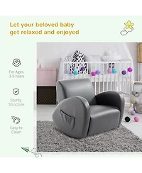 Qaba Childrens Comfortable Sofa Recliner w/ Storage for Remotes & Books