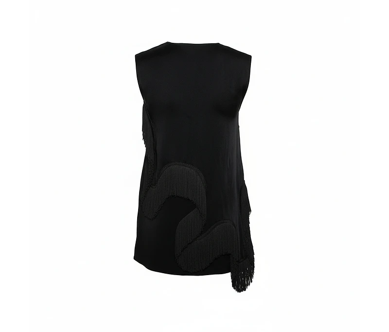 Pre-Owned Stella Mccartney Women's Crepe Fringe Detail Sleeveless Top