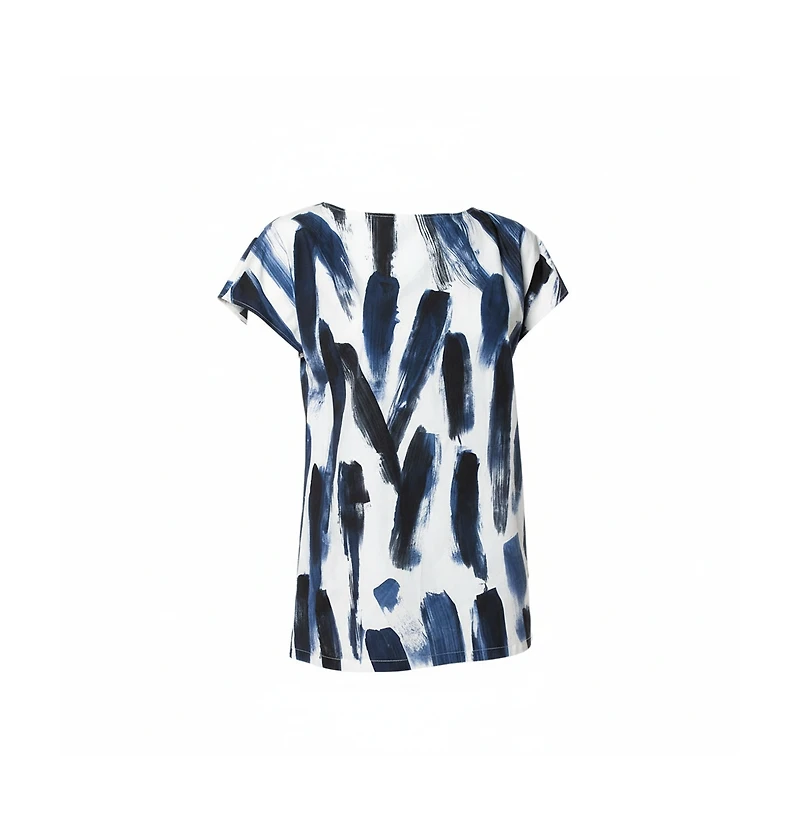 Pre-Owned Dolce & Gabbana Women's f Cotton Brushstroke Print Short Sleeve Tunic Top