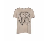 Pre-Owned Roberto Cavalli Women's Logo Print Cotton Pique T-Shirt