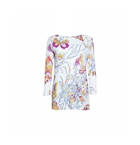 Pre-Owned Emilio Pucci Women's White Butterfly Print Knit Tunic Top