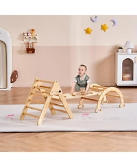 Hongge Pikler Triangle 5-in-1 Wooden Toddler Climbing Set Indoor Gym