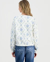 Rebel Veil Juniors' Printed Fleece Crewneck Sweatshirt
