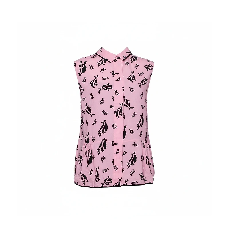 Pre-Owned Marni Women's Crepe Abstract Print Dual Collar Sleeveless Top