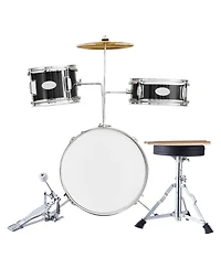 Sugift Kids Drum Set 3-Piece 14" Beginner Kit with Throne Pedal Sticks Black