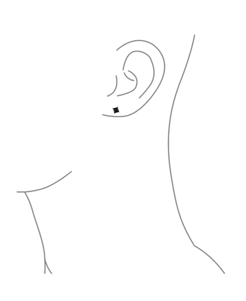 Bling Jewelry Set of 2 Multi Color Square Cz Stud Earrings Silver Black Plated Screw Back