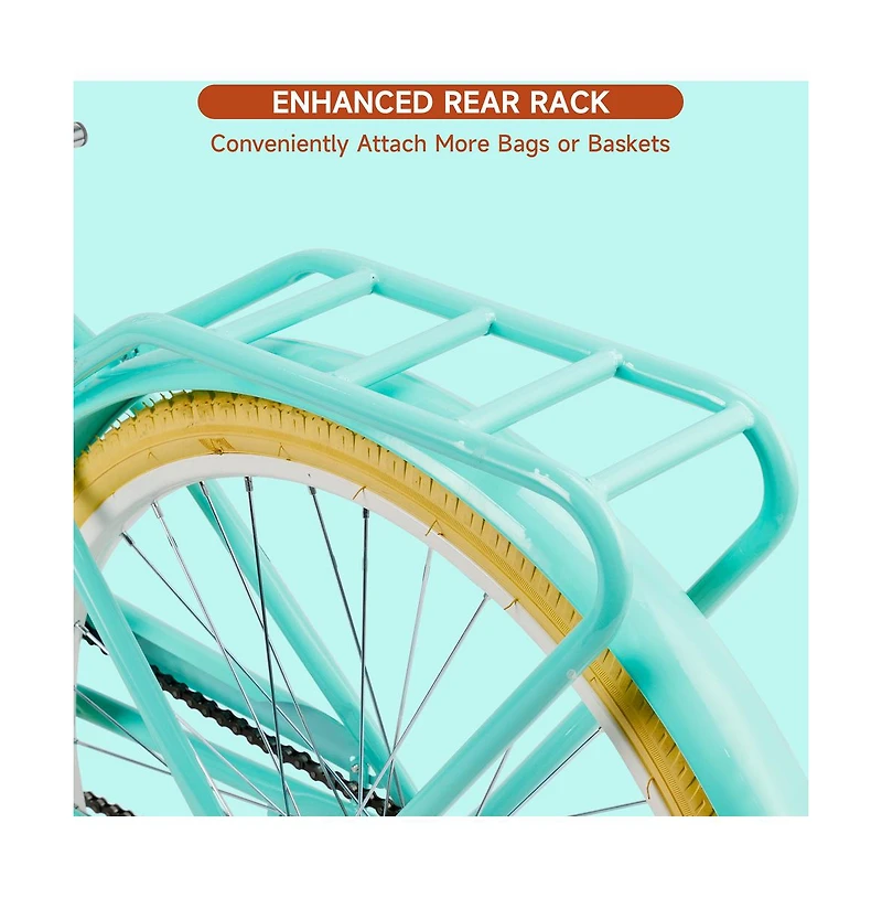 Artudatech 24-inch Cruiser Bike with Low-Step Frame, Shock-Absorbing Tires, and Dual Brakes