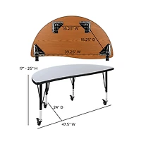 Mobile 47.5" Half Circle Wave Flexible Collaborative Kids Adjustable Activity Table