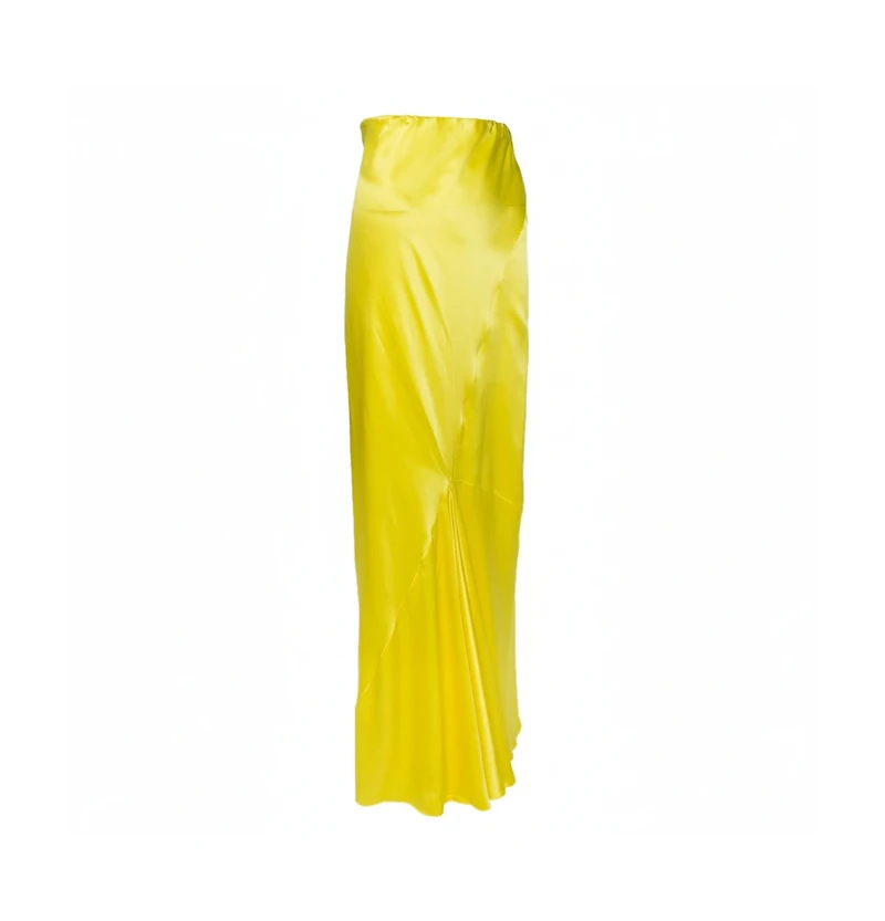 Pre-Owned Roberto Cavalli Women's Silk Satin Flared Maxi Skirt
