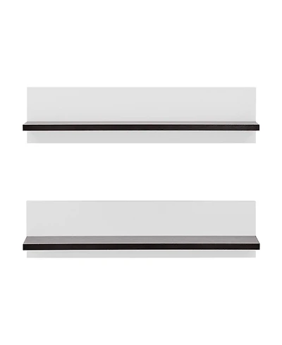 Danya B Repose Display Photo Ledge Shelf Set of 2 - White/Dark Walnut