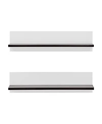 Danya B Repose Display Photo Ledge Shelf Set of 2 - White/Dark Walnut