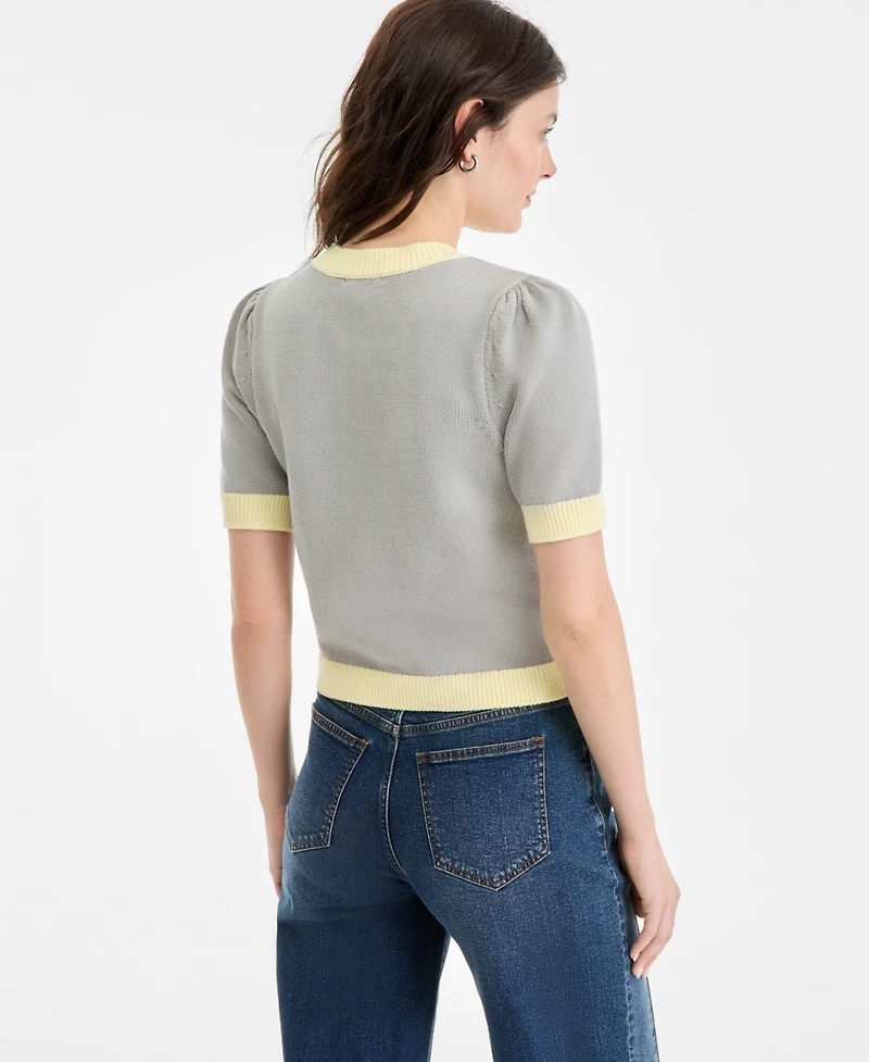 On 34th Colorblocked Short-Sleeve Sweater, Macy's Exclusive