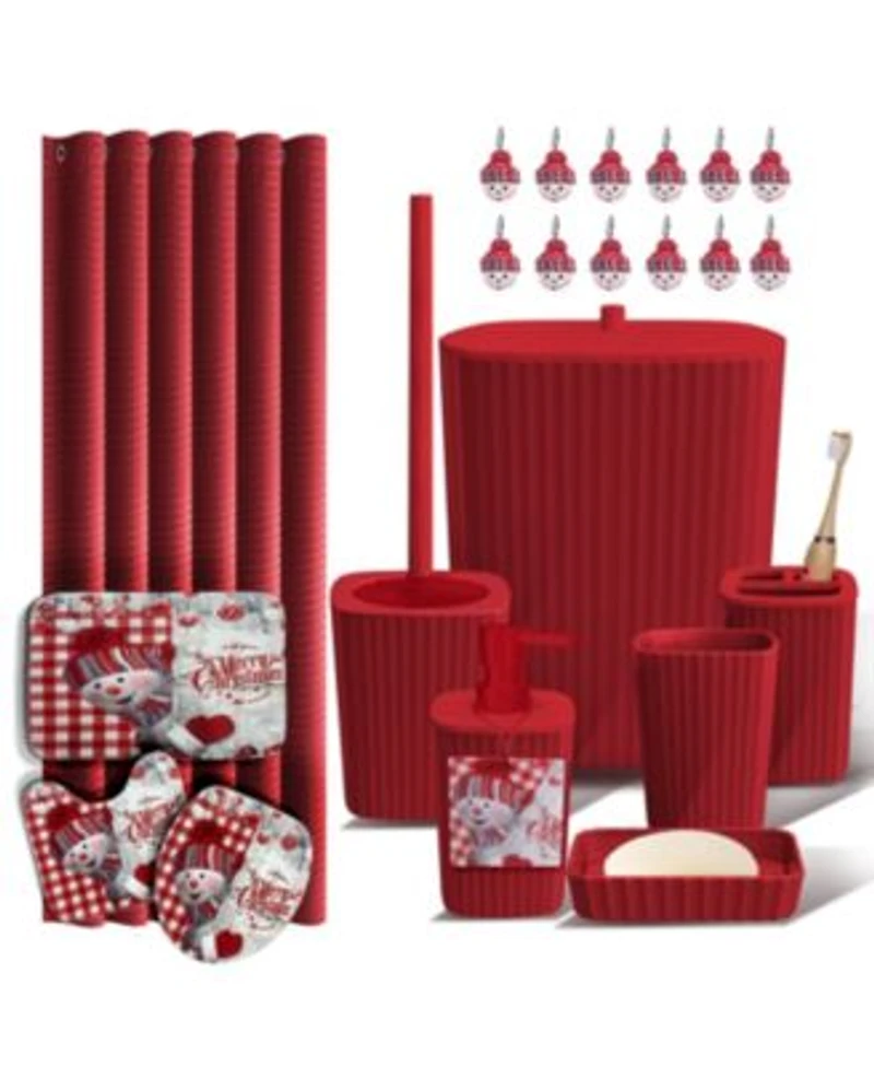Clara Clark Complete Holiday Bathroom Decor Accessory Set With Shower Caddy Set