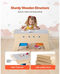 Multi-Activity Wooden Table with 200 Building Bricks & 3 Storage Bins