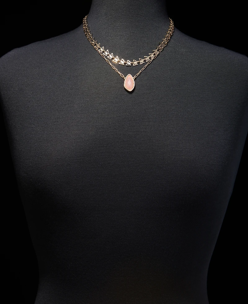 lonna & lilly Gold-Tone Pink Stone Butterfly Layered Necklace, 16" + 3" extender