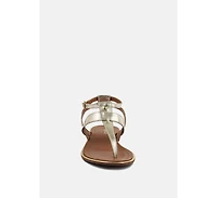 Irene Black Flat Thong Sandals