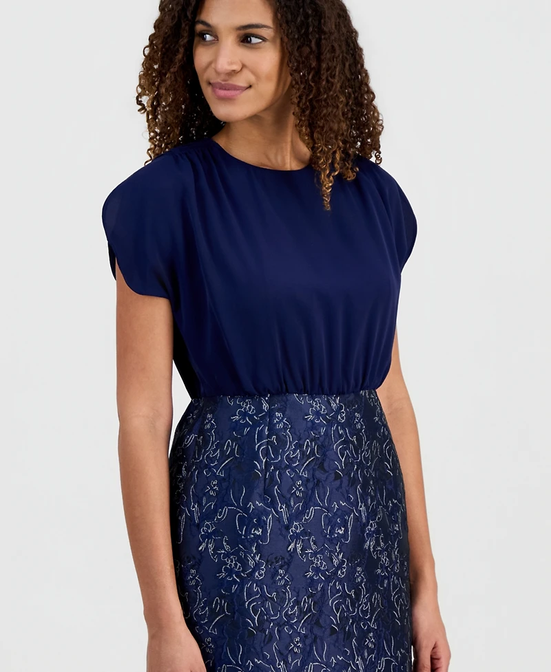 Kasper Women's Mixed-Media Jacquard Sheath Dress