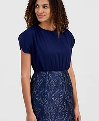 Kasper Women's Mixed-Media Jacquard Sheath Dress