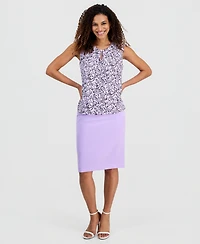 Kasper Women's Printed Keyhole-Neck Sleeveless Top