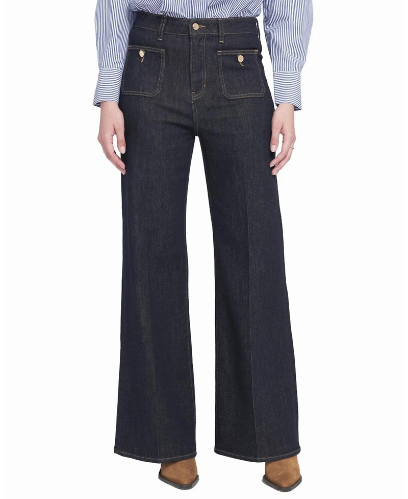 Elle Collection Women's Patch Pocket Wide Leg Jean Wide-Leg Pants