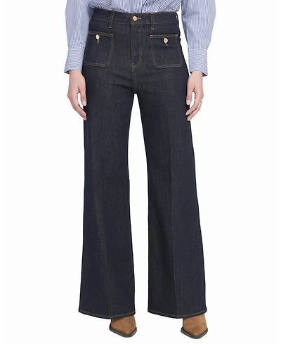 Elle Collection Women's Patch Pocket Wide Leg Jean Wide-Leg Pants