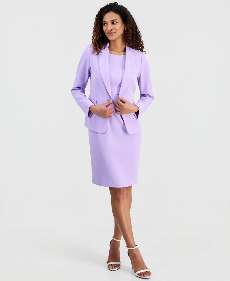 Kasper Petite Stretch Crepe One Button Jacket
