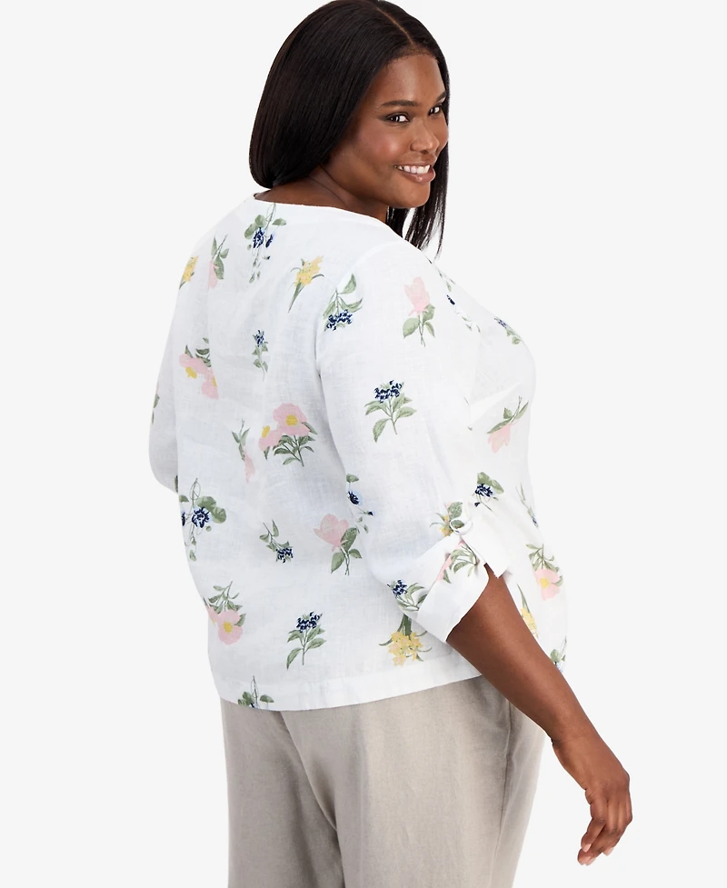 Charter Club Plus Darling Floral Crewneck Shirt, Macy's Exclusive