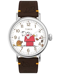 Timex Unisex Quartz Analog Brown Leather Watch, 40mm