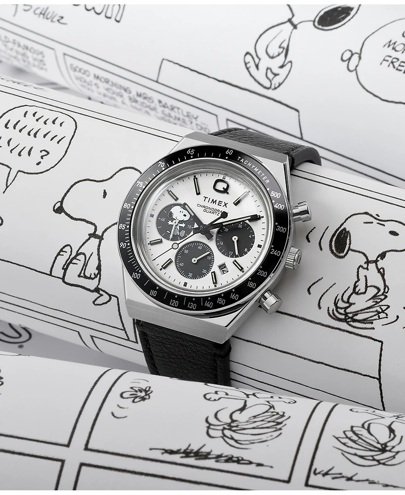 Timex Men's Chronograph Black Leather Watch, 40mm