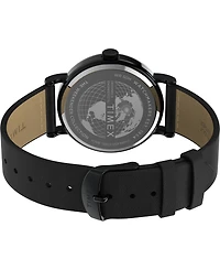 Timex Men's Quartz Analog Black Leather Watch, 40mm
