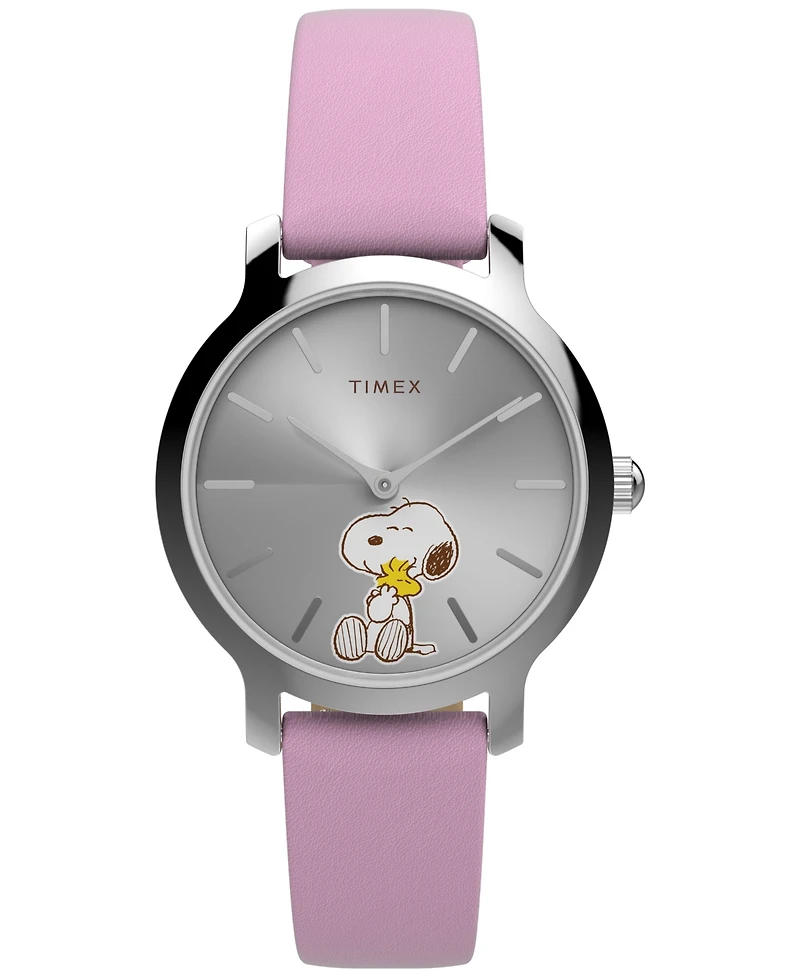 Timex Women's Quartz Analog Purple Leather Watch, 31mm