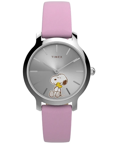 Timex Women's Quartz Analog Purple Leather Watch, 31mm