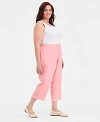Charter Club Plus 100% Linen Cropped Pants, Exclusively at Macy's
