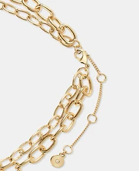 Dkny Gold-Tone Pave & Polished Circle & Rectangle Layered Chain Link Necklace, 16" + 3" extender