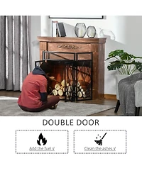 Homcom 3-Panel Folding Fireplace Screen Cover Protector Fence for Living Room