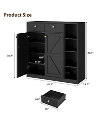 Gaomon Shoe Storage Cabinet with Doors and Drawers, 42'' Tall Modern Shoe Cabinet with 3 Adjustable Shelves and Stable Base