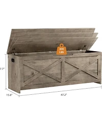 gaomon 47.2" Wooden Storage Chest, Safety Hinges, Easy Assembly, Large Toy Bench, Entryway, Living Room