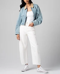 Blank Nyc Women's Crop Denim Zip Front Barn Jacket