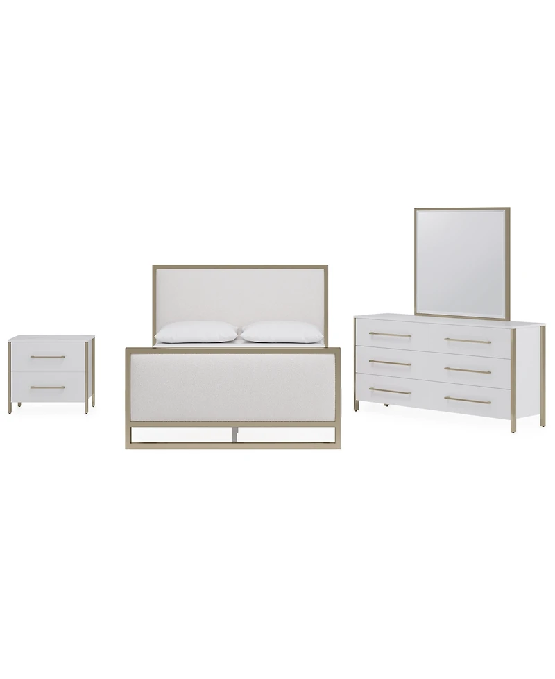 Furniture Emila 3-Pc. Queen Bed Set Upholstered Queen Bed, 2-Drawer Nightstand and Dresser