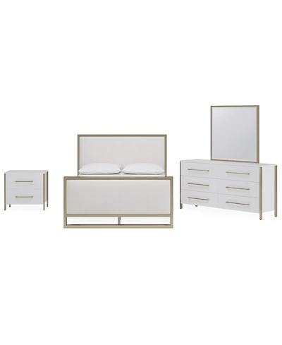 Furniture Emila 3-Pc. Queen Bed Set Upholstered Queen Bed, 2-Drawer Nightstand and Dresser