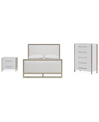 Furniture Emila 3-Pc. Upholstered Cal. King Bedroom Set Bed, 2-Drawer Nightstand and Chest