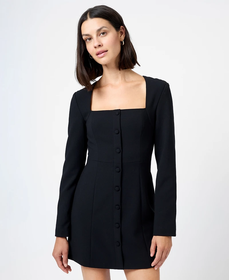 Fcuk Women's Whisper Square Neck Long-Sleeve Mini Dress