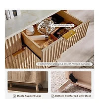 gaomon 54" Wide Modern Fluted 7-Drawer Wood Dresser with Faux Marble Top, Tv Stand and Drawer Organizer