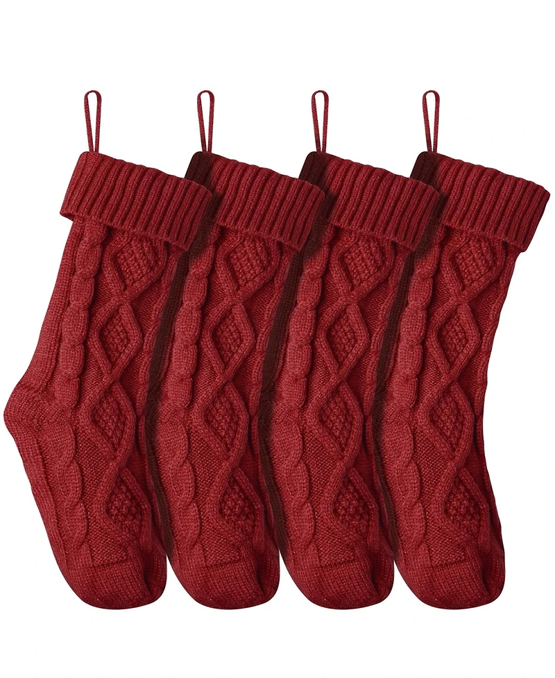 Yescom 18" Christmas Stockings Handmade Chunky Red Cable Knit Mantel Decoration 4 Pack