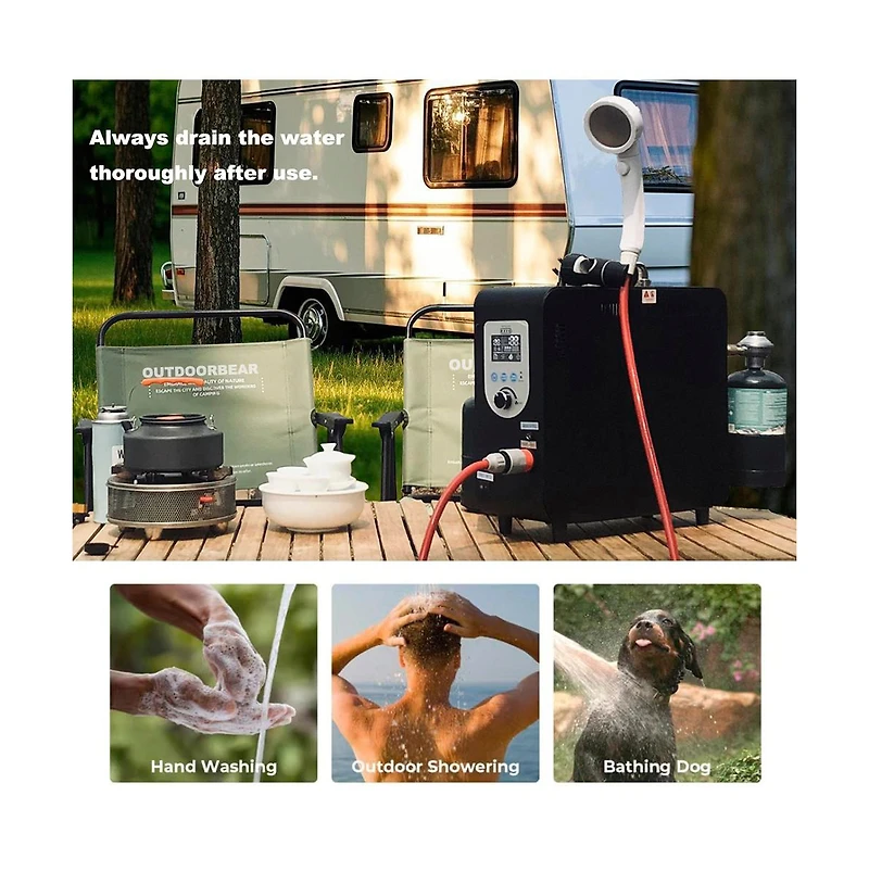 Artudatech Portable Instant Hot Water Heater with 1.5 Gpm Flow for Camping & Outdoor Adventures