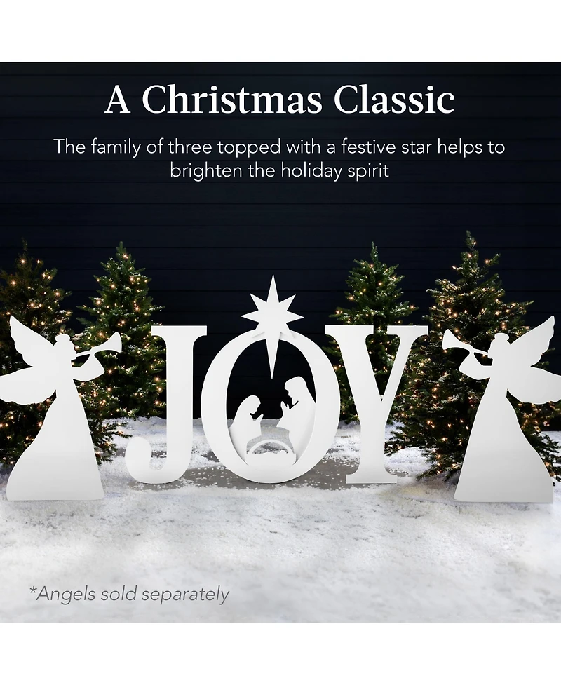 Best Choice Products 46in Outdoor Joy Christmas Nativity Decoration w/ Weather Resistant Pvc, Ground Stakes