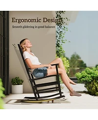 Outsunny Wood Rocking Chair, Wooden Porch Rocker, Rustic